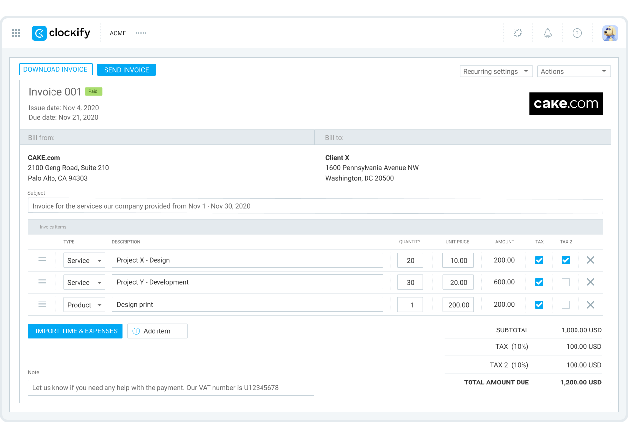 Clockify Developer API and Webhook Automation Framework